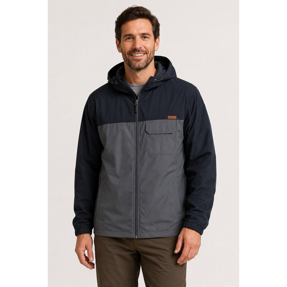 Voyager Men’s Casual Hooded Jacket Windbreaker Black & Gray XL Wind Water Repel